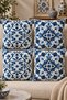 Mandala Tile Pattern Blue Colored Set of 4 Digital Printed Gift Throw Pillow Covers