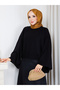 Women's Draped Yarasakol Knitwear Sweater Loose Cut Crew Neck Oversize Poncho Sweater - 3