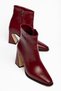 Burgundy Shiny Leather Women's Thick Heeled Boots