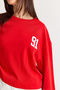 Women's Red 91 Printed Oversize Long Sleeve Modal T-Shirt 12470 60286559 - 6
