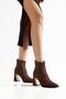 Brown Suede Women's Thick Heeled Boots - 3