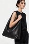 Women's Black Oversize Shoulder Bag - Soft Textured Faux Leather Bag - Large Size Casual Vintage Shoulder Bag