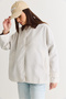 Women's White-Brown Contrast Collar Plaid Patterned Lined Oversize Trench Coat M-1 60286563 - 5