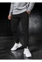 Men's Black Winter Cotton Sweatpants Slim Fit Narrow Leg Jogger Black Printed - 5