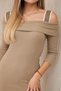 Rochie cu bretele late, camel - 4