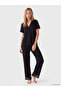 Lcw Dream Black Shirt Collar Women's Pajamas Set