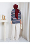 Women's Striped Polo Collar Knitwear Sweater Oversize Half Placket Buttoned Sweater - 7