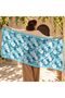 Flr-5025 Turquoise Abstract Floral Pattern Bamboo Long Shawl - 7