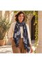 Flr-5025 Black Abstract Floral Pattern Bamboo Long Shawl - 7