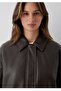 Brown Faux Leather, Loose Fit Women's Jacket. - 4