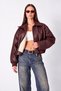 Premium Sheepskin Oversize Women's Burgundy Leather Coat with Belt Detail - 6