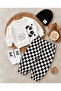 Panda print sweatshirt, checkered pants, printed socks and beanie 4-piece baby boy set - 2