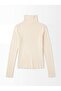 Slim Fit High Collar White Sweatshirt - 4