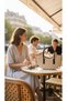 Women's Straw Look Shoulder Bag – Cream Black Handle Casual Bag - 4