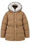 Women's Hooded Fur Detailed Long Puffer Coat with Adjustable Waist.