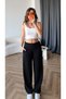 Drawstring Sweatpants with Folded Waist and Adjustable Cuffs - 3