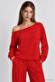 Open Shoulder Modal Top and Bottom Set Lby0027 Red - 3