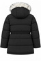 Women's Hooded Fur Detailed Long Puffer Coat with Adjustable Waist. - 3