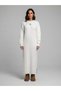Crew Neck Braided Hair Detail Single Slit Knitwear Long Dress