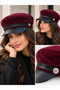 Women's Suede Winter Newsboy Cap Captain Hat - 5