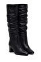 Women's Black Thick Heeled Leather Boots Wf160011Dv - 2
