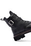 Women's Black Lace-Up Zippered Leather Boots Wf400002Df - 8