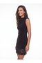 Black Stretch Fabric Crew Neck Sleeveless Ruched Detailed Bodycon Ruched Short Dress - 4