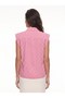 Pink Cotton Shirt Collar Relaxed Fit Front Buttoned Gingham Patterned Sleeveless Summer Shirt - 4