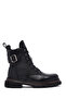 Women's Black Lace-Up Zippered Leather Boots Wf400002Df