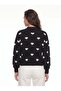 Black and White Acrylic Textured Half Turtleneck Standard Fit Heart Patterned Knitwear Sweater - 2