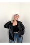 Kuşaklı Oversize Deri Blazer Ceket - 4