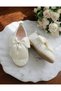 Girls' Shiny Cream Color Bow-Tie Orthopedic Non-Slip Sole Stylish Ballet Flats - 5