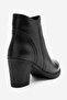 Women's Thick Heeled Zippered Boots Real Leather Maelle Black - 3