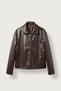 Men's Boxy Fit Premium Zippered Leather Jacket Brown - 6
