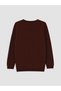 Brown Crew Neck Zigzag Patterned Women's Knitwear Sweater - 2
