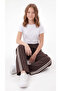 Palazo Long-Cut Cargo Pants with Pockets and Striped Sides, Printed Girls' Sweatpants - 4