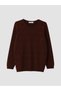 Brown Crew Neck Zigzag Patterned Women's Knitwear Sweater