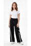 Palazo Long-Cut Cargo Pants with Pockets and Striped Sides, Printed Girls' Sweatpants