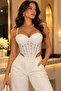 White Lace Stone Detailed Underwire Bustier Corset - 2