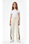 Palazo Long-Cut Cargo Pants with Pockets and Striped Sides, Printed Girls' Sweatpants
