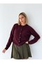 Jodie Crew Neck Buttoned Knitwear Cardigan Women's Burgundy - 2