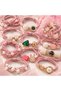Tulle Pouch Set of Multi-Colored Figured Pearls Hair Ties - Pink - 3