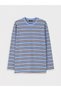 Peak New Season Blue Crew Neck Striped Men's T-Shirt - 4