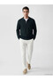 Vizyon New Season Green Polo Collar Half Zipper Men's Knitwear Sweater - 2