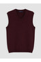 Burgundy V-Neck Men's Knit Sweater - 4