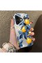 iPhone 16 Plus Compatible Yellow Lemon Blue Leaf White Small Flower Shock Absorbing Protection