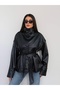 Belted Faux Leather Jacket