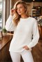 Women's Round Neck Long Sleeve Thessaloniki Sleeve Hair Braided Twisted Stylish Elegant Casual White Knitwear Sweater - 8