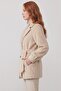 Double-Breasted Collar Belted Buttoned Soft Textured Plush Coat - 3