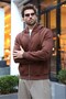 Bitter Brown Hooded Men's Sweat Cardigan E7219 - 4